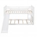 yoptote Twin Size, Low Frames with Slide,Safety Rails,2 Single for Youth/Adult,Sturdy,Noiseless,Solid Wood,White Bunk Bed yoptote Twin Size, Low Frames with Slide,Safety Rails,2 Single for Youth/Adult,Sturdy,Noiseless,Solid Wood,White Bunk Bed
