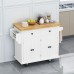 yoptote Kitchen Island with Wood Top and Locking Wheels & Drawers Rolling Mobile Kitchen Cart with Storage Cabinets and Towel Rack Spice Rack 43.31 Inch Width Dining Room White